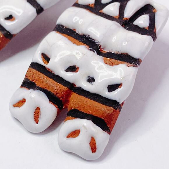 VTG 1960s Signed Garon Jamaica Earrings Ceramic Terracotta Clip On Caribbean - Picture 5 of 10